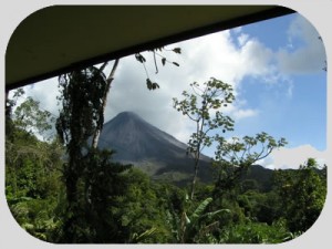 Laying in the mineral bath in Ecuador listening to R360 looking at the volcano.